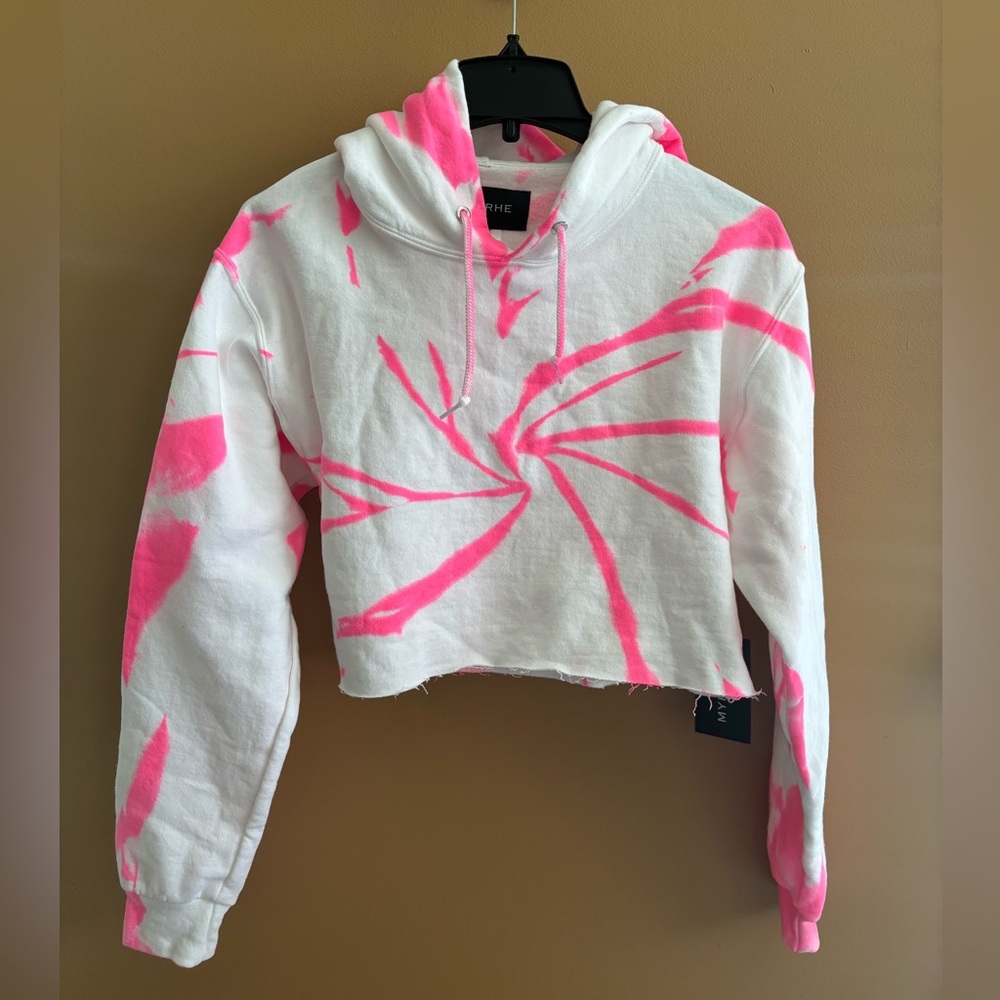 MYRRHE Cropped pink tie dye hoodie - small